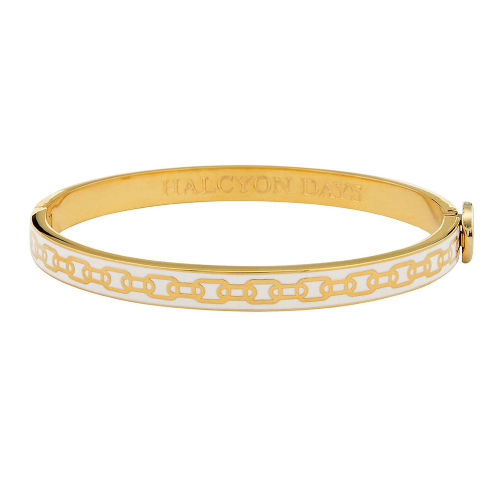 SKINNY CHAIN CREAM AND GOLD BANGLE BY HALCYON DAYS